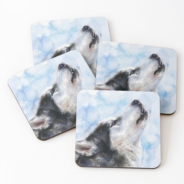 Item preview, Siberian Husky Howling — Digital Watercolour Fine Art from Real Photography | French Alps Sled Dog Race | Dog Art designed and sold by M.ALK.Watercolor.