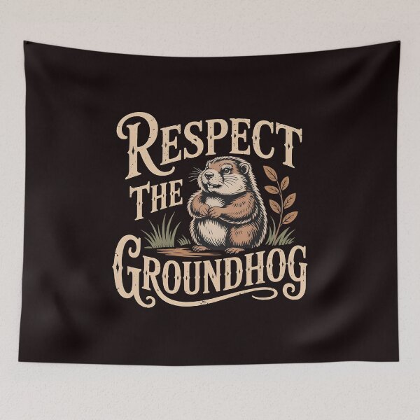 Item preview, Respect the Groundhog – Retro Vintage Funny Groundhog Groundhog Whisperer Gift designed and sold by Redgiant87x.