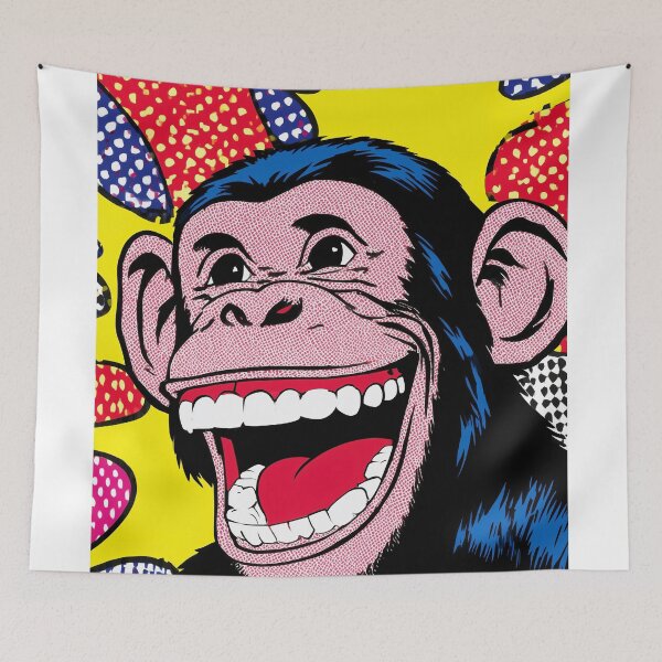 Item preview, Colorful Pop Art smiling monkey designed and sold by lautir.