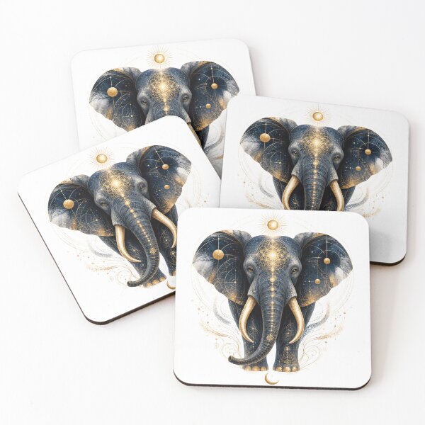 Item preview, Cosmic Elephant Mandala – Sacred Geometry & Gold Constellation Art designed and sold by KireaDesigns.