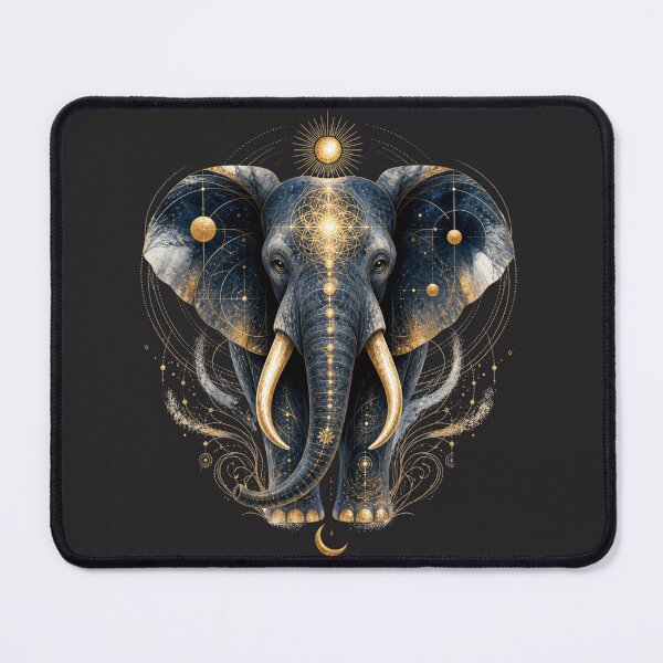Item preview, Cosmic Elephant Mandala – Sacred Geometry & Gold Constellation Art designed and sold by KireaDesigns.