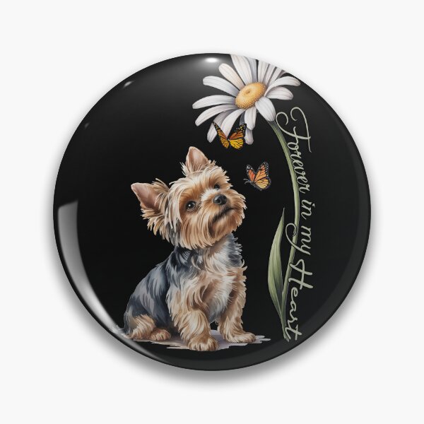 Item preview, Yorkshire Terrier Yorkie Forever In My Heart Memorial Dog Art Cute Yorkie with Daisy & Butterflies designed and sold by tamdevo1.