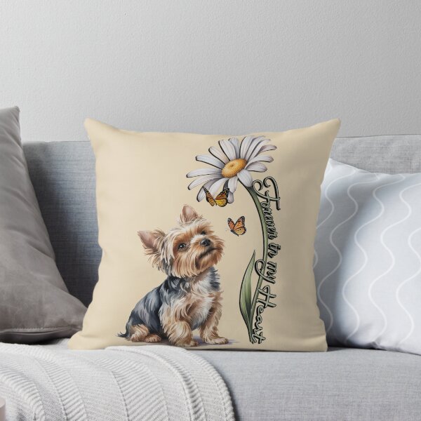 Item preview, Yorkshire Terrier Yorkie Forever In My Heart Memorial Dog Art Cute Yorkie with Daisy & Butterflies designed and sold by tamdevo1.