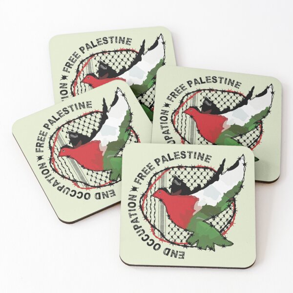 Item preview, End Occupation Free Palestine Palestinian Arabic Kufiya Hatta Pattern -blk designed and sold by Hurriyyatee.