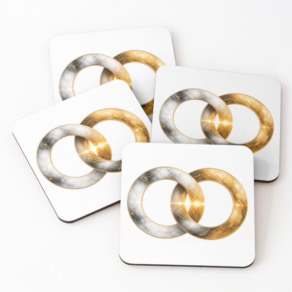 Item preview, Luxury Interlocking Rings – Gold and Marble Intertwined Circles Art designed and sold by KireaDesigns.