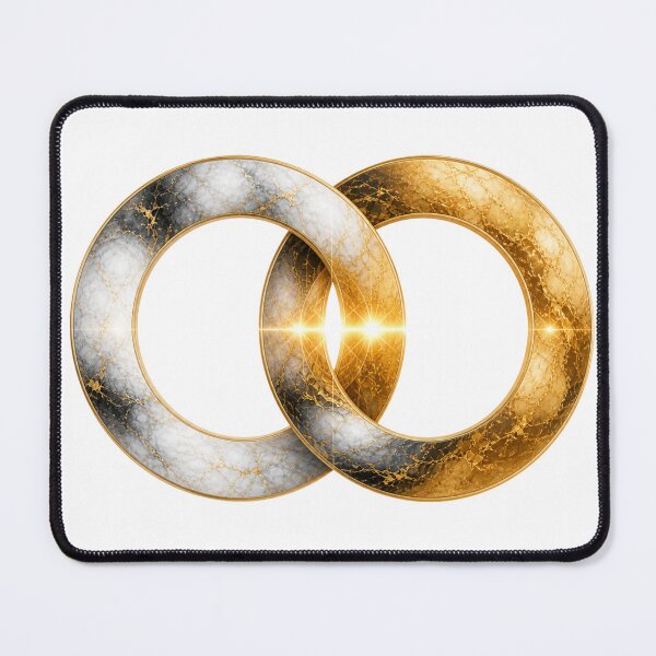 Item preview, Luxury Interlocking Rings – Gold and Marble Intertwined Circles Art designed and sold by KireaDesigns.