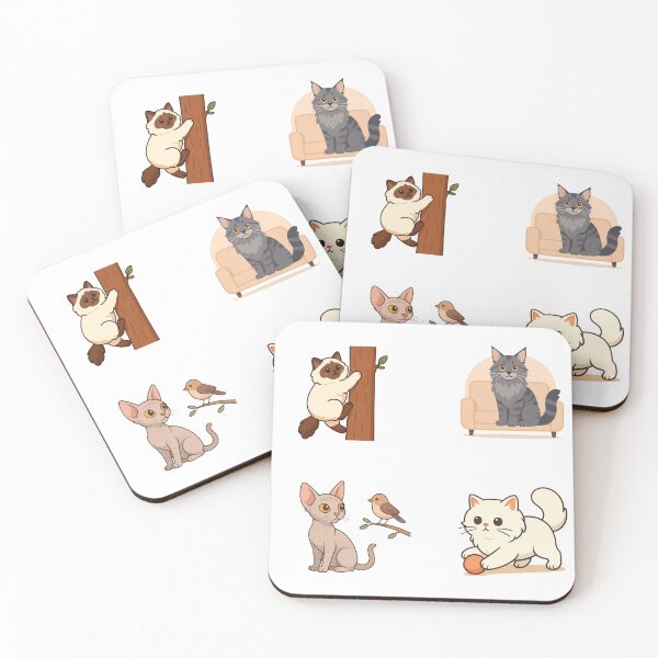 Item preview, Cute Cat Breeds Sticker Set – Maine Coon, Persian, Ragdoll & Sphynx (4 Pack) designed and sold by BeaMiciaDoodles.