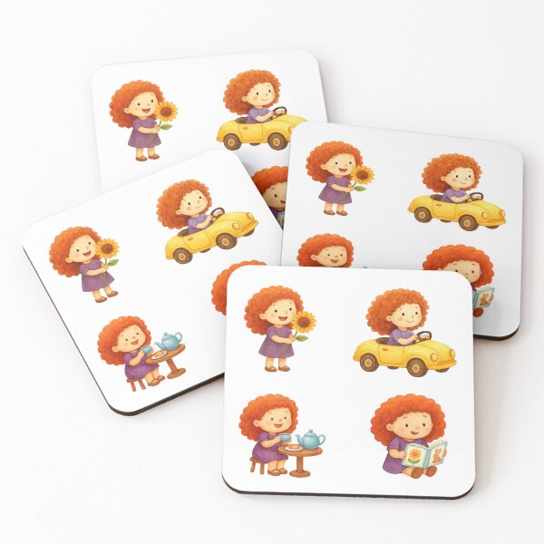 Item preview, Ginger Curls Club – 4 Adorable Redhead Stickers designed and sold by BeaMiciaDoodles.