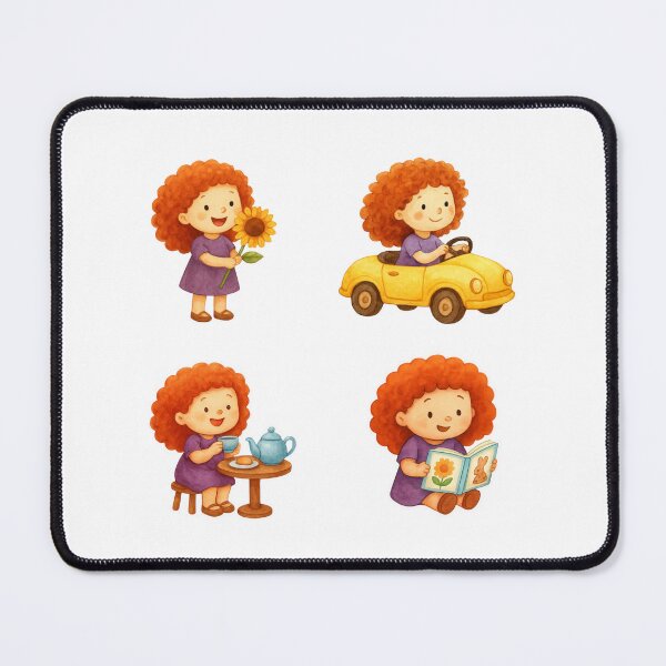 Item preview, Ginger Curls Club – 4 Adorable Redhead Stickers designed and sold by BeaMiciaDoodles.