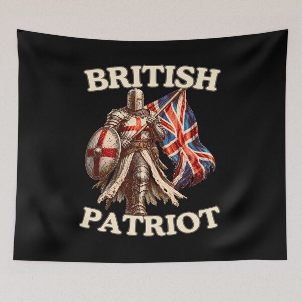 Item preview, British Patriot Knight With Union Jack Flag designed and sold by JesterKrewArt.