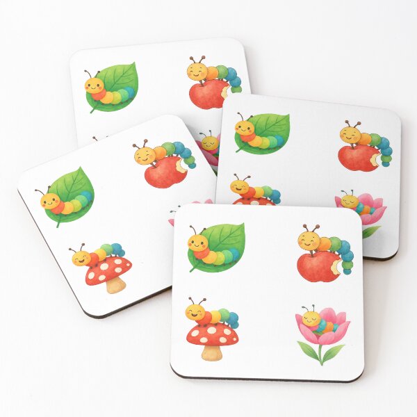 Item preview, Adorable Caterpillar Sticker Set – 4 Colorful Watercolor Kawaii Designs designed and sold by BeaMiciaDoodles.