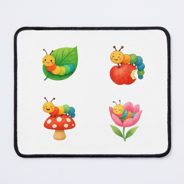 Item preview, Adorable Caterpillar Sticker Set – 4 Colorful Watercolor Kawaii Designs designed and sold by BeaMiciaDoodles.