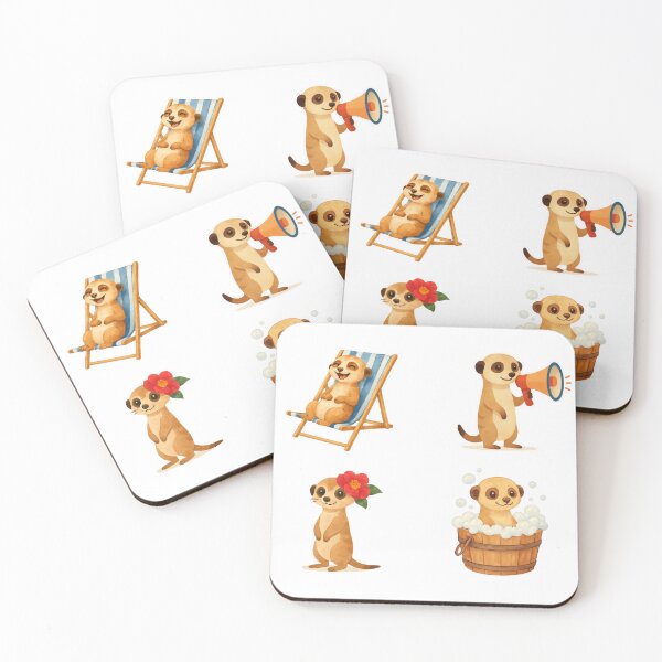 Item preview, Cute Meerkat Sticker Bundle (4 Designs) – Soft Watercolor Animals, Happy & Playful Vibes designed and sold by BeaMiciaDoodles.