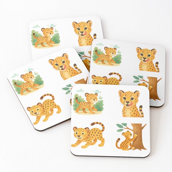 Item preview, Cheetah Cuties Club – 4 Adorable Watercolor Stickers designed and sold by BeaMiciaDoodles.