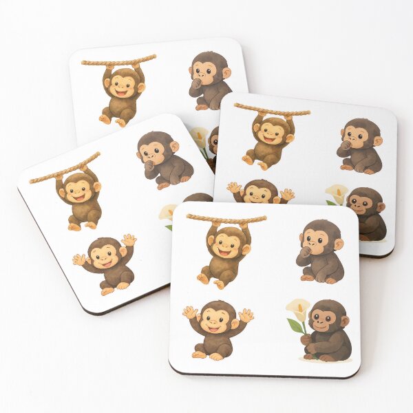 Item preview, Cute Baby Gorilla Watercolor Sticker Set – 4 Adorable Jungle Animal Designs  designed and sold by BeaMiciaDoodles.