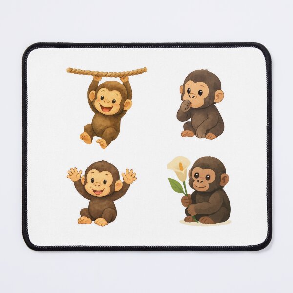 Item preview, Cute Baby Gorilla Watercolor Sticker Set – 4 Adorable Jungle Animal Designs designed and sold by BeaMiciaDoodles.