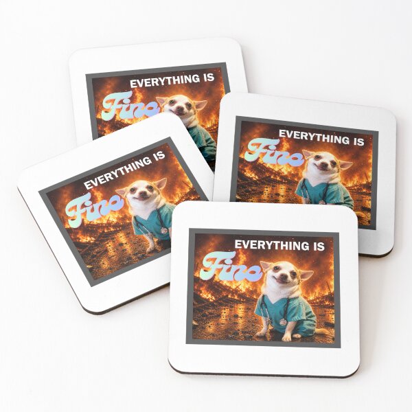 Item preview, Everything is Fine - Scrubs Dog with Fire! designed and sold by NoThoughtsJustScrubs.