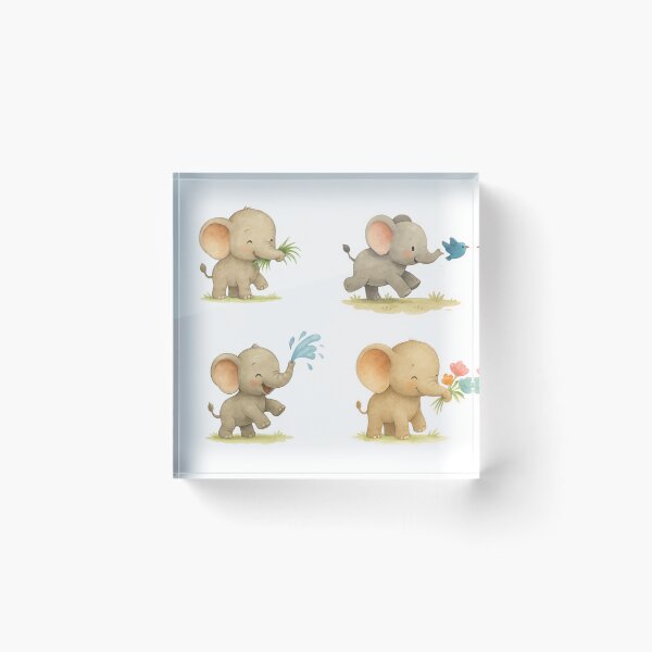 Item preview, Adorable Watercolor Baby Elephant Stickers – 4 Pack designed and sold by BeaMiciaDoodles.