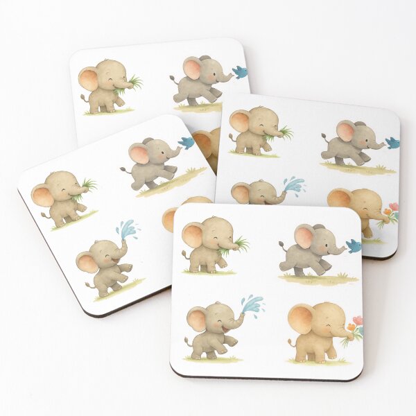 Item preview, Adorable Watercolor Baby Elephant Stickers – 4 Pack designed and sold by BeaMiciaDoodles.