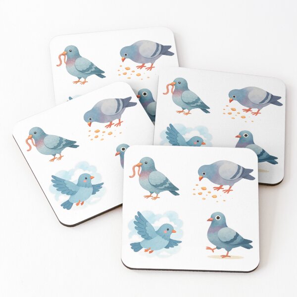 Item preview, Pigeon-tastic Cuties  – 4 Watercolor Pigeon Sticker Set designed and sold by BeaMiciaDoodles.