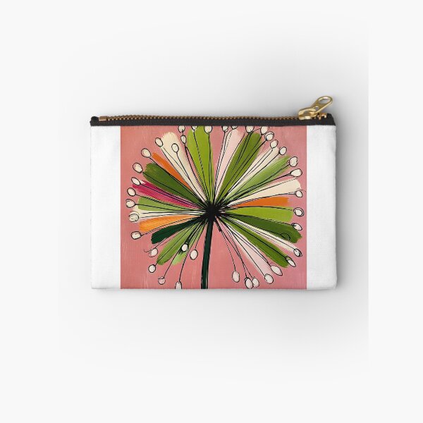 Artikelvorschau, Grußkarte mit Löwenzahnmotiv – Strahlendes botanisches Design mit rosa Hintergrund und grün-orangen Akzenten entworfen und verkauft von OlfactoART Studio.