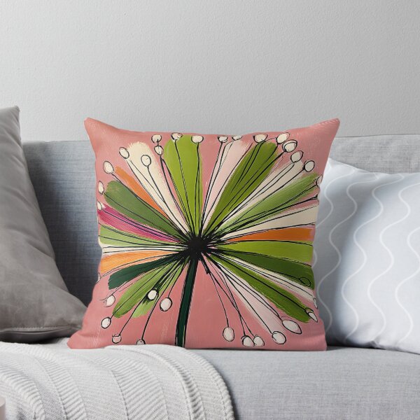 Item preview, Dandelion Greeting Card - Radiant Botanical Design with Pink Background and Green Orange Accents designed and sold by OlfactoART Studio.