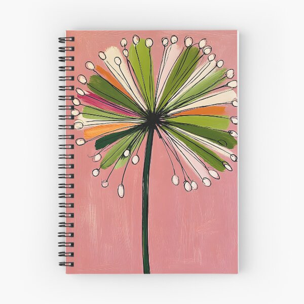 Item preview, Dandelion Greeting Card - Radiant Botanical Design with Pink Background and Green Orange Accents designed and sold by OlfactoART Studio.