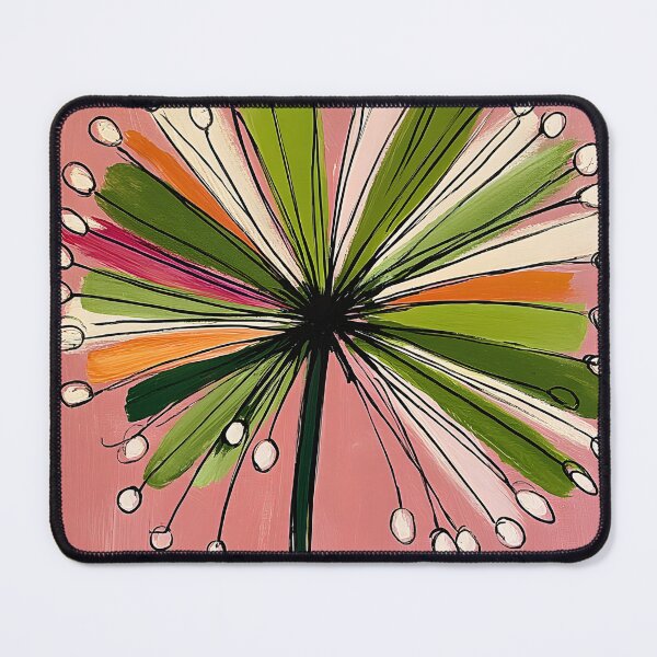 Item preview, Dandelion Greeting Card - Radiant Botanical Design with Pink Background and Green Orange Accents designed and sold by OlfactoART Studio.