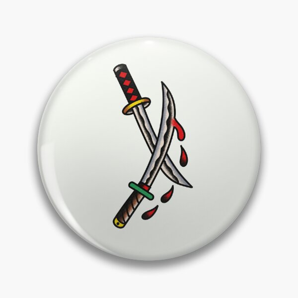 Item preview, Traditional Crossed Katana Tattoo – Japanese Sword Old School Flash designed and sold by Scandi-Design.