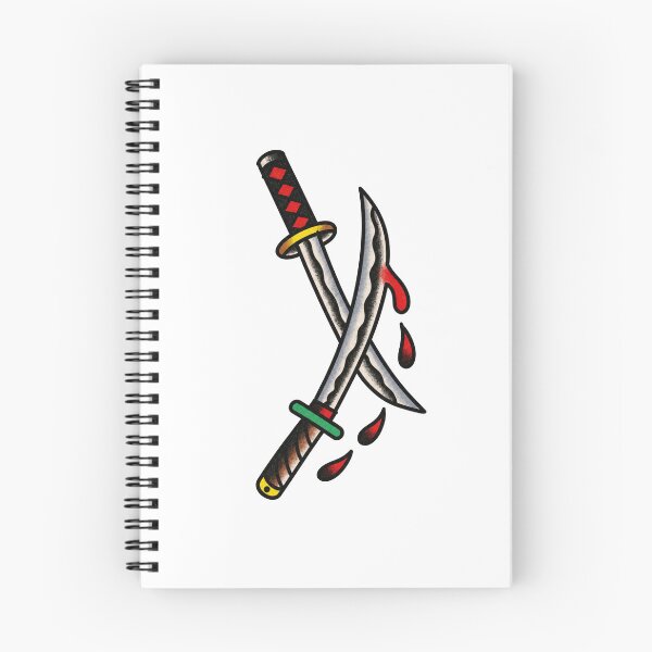 Item preview, Traditional Crossed Katana Tattoo – Japanese Sword Old School Flash designed and sold by Scandi-Design.