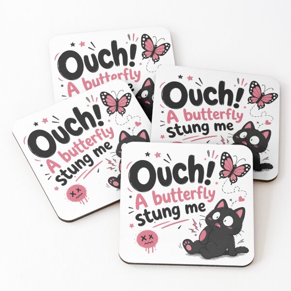 Item preview, Ouch! A Butterfly Stung Me – Cute Funny Cartoon Design designed and sold by Newthingzy.