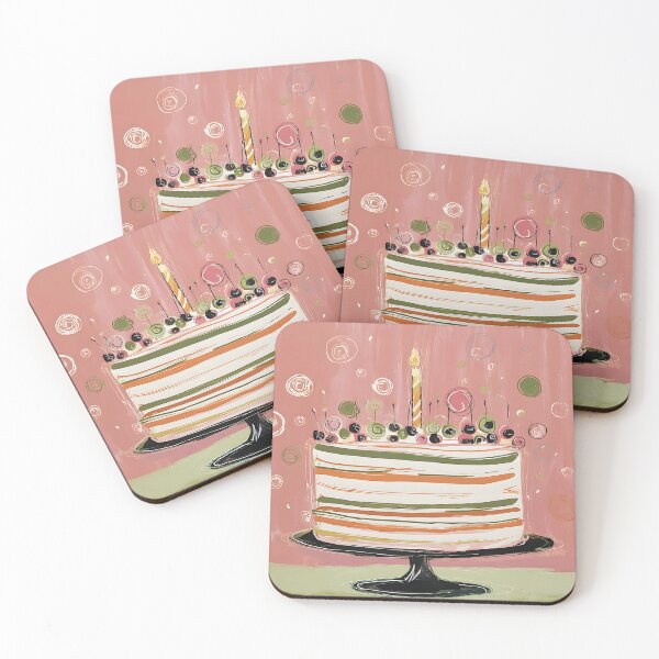Item preview, Festive Cake Celebration - Vibrant Birthday Cake with Candle and Swirling Decorative Energy on Dark designed and sold by OlfactoART Studio.
