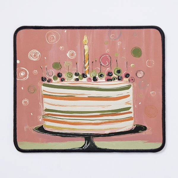 Item preview, Festive Cake Celebration - Vibrant Birthday Cake with Candle and Swirling Decorative Energy on Dark designed and sold by OlfactoART Studio.