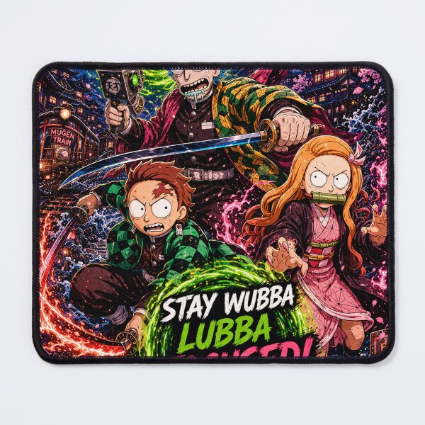 Item preview, Rick and Morty x Demon Slayer Crossover Shirt – Stay Wubba Lubba Focused! Neon Anime Streetwear Tee designed and sold by Walli's.