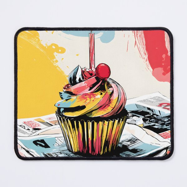 Item preview, Pop Art Celebration - Birthday Cupcake with Candle on Comic Book Pages in Vibrant Color Explosion designed and sold by OlfactoART Studio.