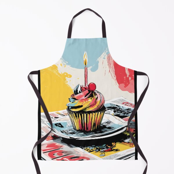 Item preview, Pop Art Celebration - Birthday Cupcake with Candle on Comic Book Pages in Vibrant Color Explosion designed and sold by OlfactoART Studio.