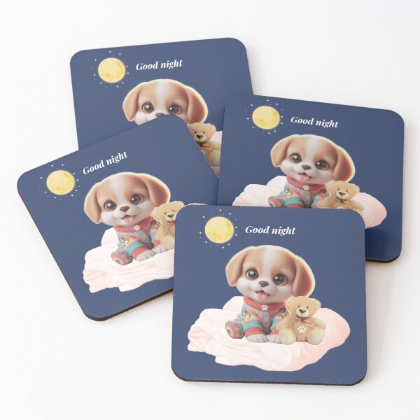 Item preview, Sleepy Puppy with Teddy Bear – Cozy Cute Dog Illustration designed and sold by lunadesignsmoon.