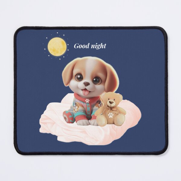 Item preview, Sleepy Puppy with Teddy Bear – Cozy Cute Dog Illustration designed and sold by lunadesignsmoon.