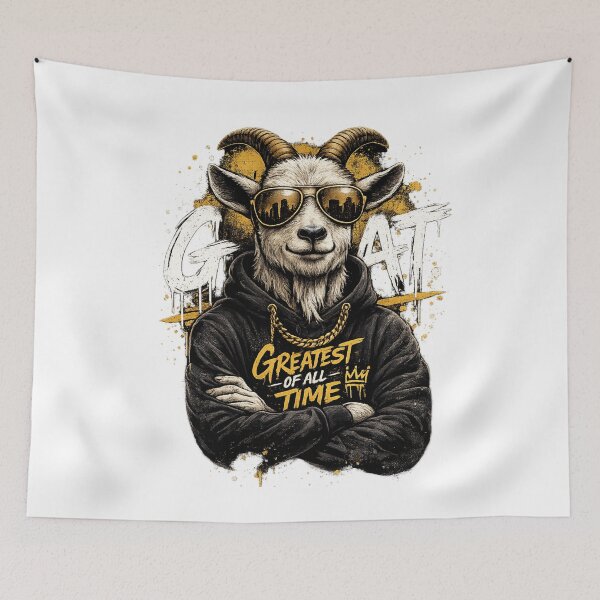 Item preview, Cool Goat With Sunglasses Shirt Greatest Of All Time Funny GOAT Streetwear Graphic Tee designed and sold by Wear Sculpt.