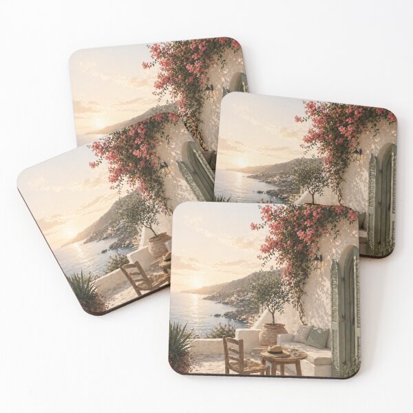 Item preview, Mediterranean Sea Terrace with Pink Bougainvillea designed and sold by Nova Graphix.