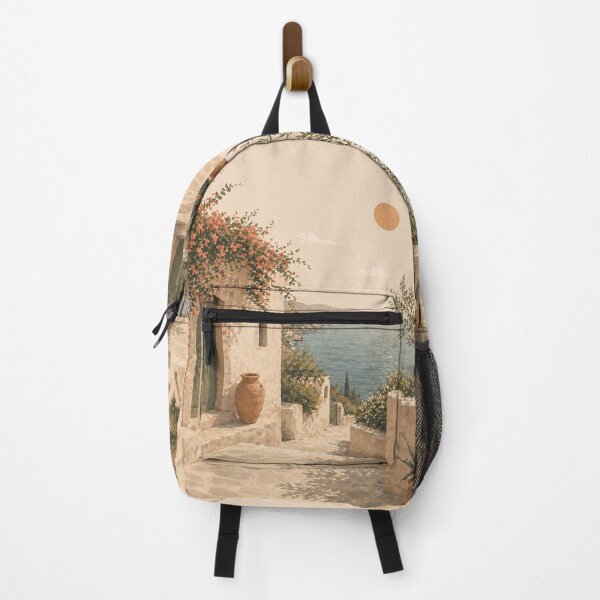 Item preview, Mediterranean Coastal Village with Pink Flowers designed and sold by Nova Graphix.