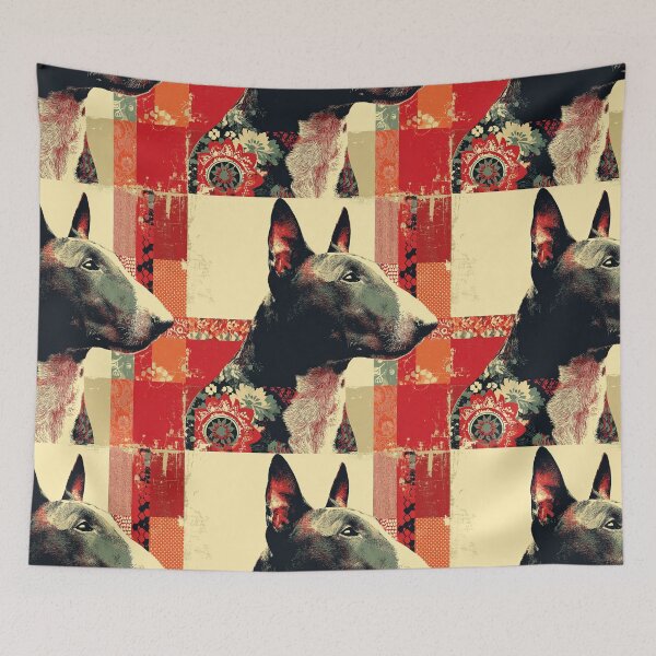 Item preview, Red patterned Bull terrier designed and sold by MendaciousMina.