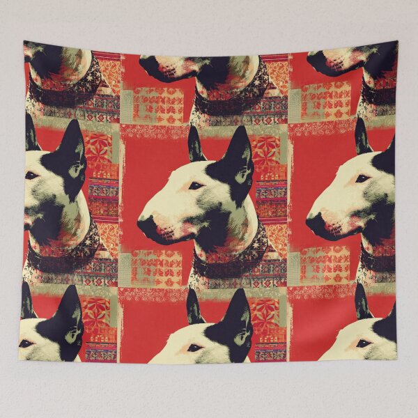 Item preview, Red patterned Bull terrier designed and sold by MendaciousMina.