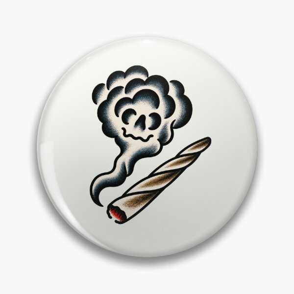 Item preview, Smoking Skull Tattoo – Old School Weed Flash Design designed and sold by Scandi-Design.