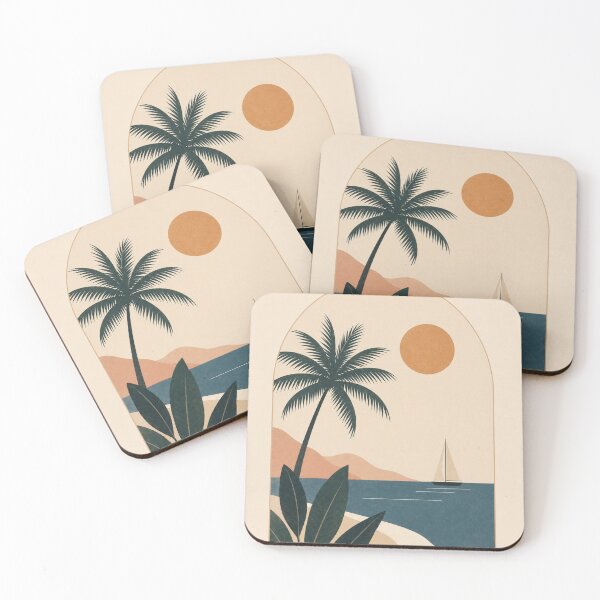 Item preview, Geometric Boho Sailboat Palm Tree Beach Illustration designed and sold by Nova Graphix.