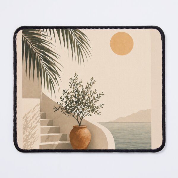 Item preview, Mediterranean Boho Balcony with Arch Sea View designed and sold by Nova Graphix.