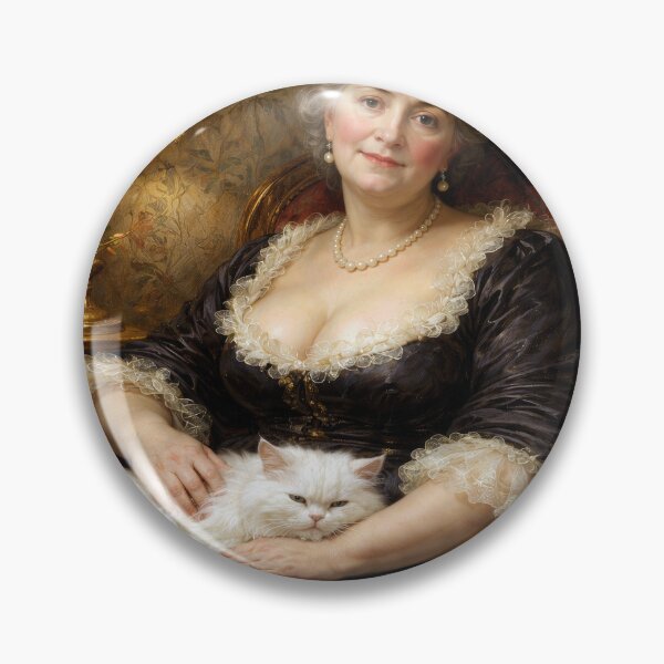 Item preview, Elegant Lady with a White Persian Cat designed and sold by Maria Dryfhout.