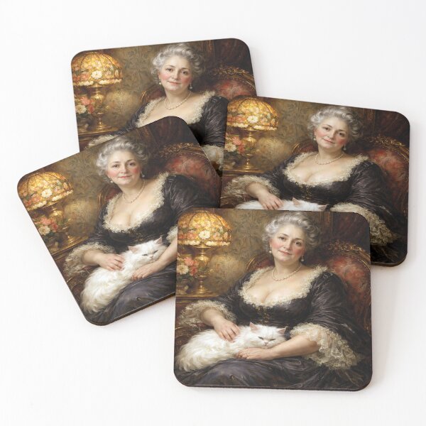 Item preview, Elegant Lady with a White Persian Cat designed and sold by Maria Dryfhout.