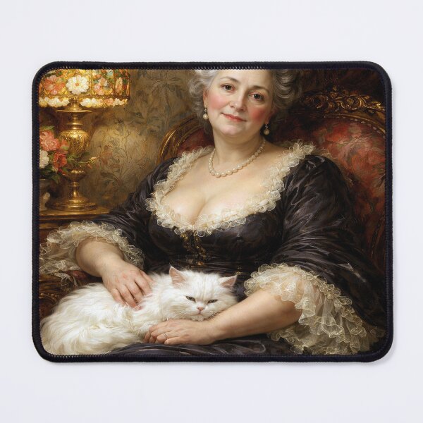 Item preview, Elegant Lady with a White Persian Cat designed and sold by Maria Dryfhout.