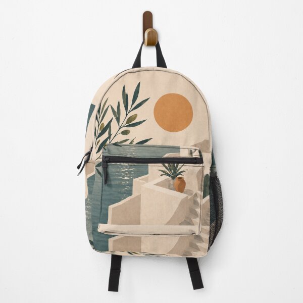 Item preview, Mediterranean Santorini Olive Branch Coastal Illustration designed and sold by Nova Graphix.